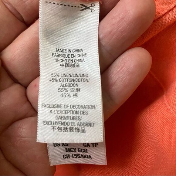 Juicy Couture Orange Linen Cotton Romper XS – Button Front, Drawstring Waist - Picture 4 of 7